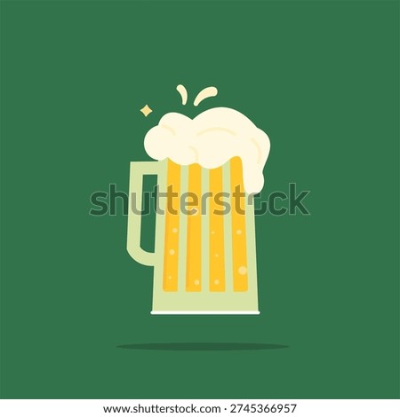 Minimlalist Flat foamy beer mug glass for St Patrick’s Day