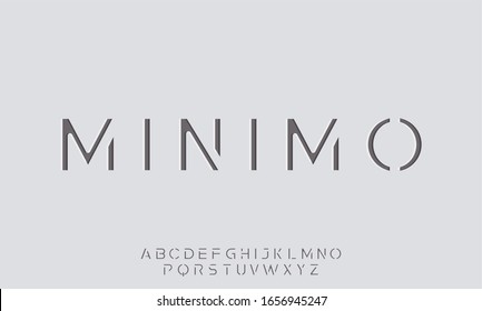 MINIMO. THE MINIMAL GEOMETRIC FONT, WITH FUTURISTIC AND ELEGANT STYLE . VECTOR TYPEFACE