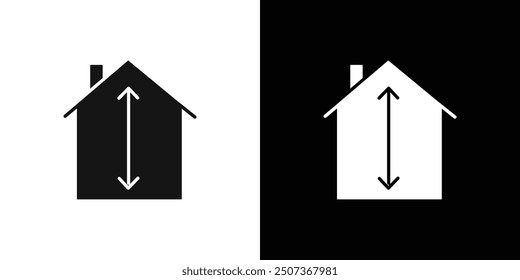 Minimum ceiling heights icon flat line symbol set.