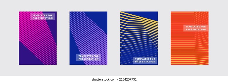 Minimum cover template set. Geometric line pattern with edges, corners. Halftone poster, flyer, banner vector background. Pattern outline, header element.