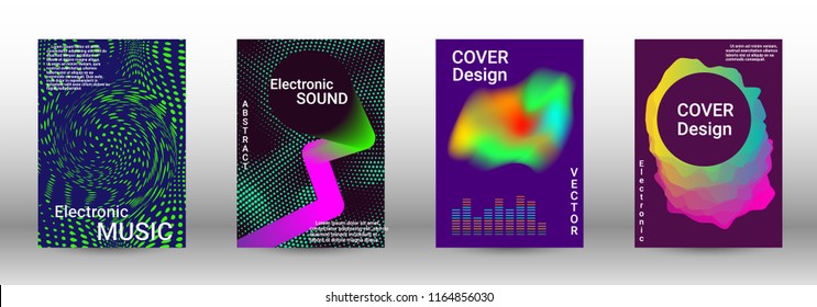Minimum coverage of the vector. Cover design. Set of modern abstract musical backgrounds. Sound flyer for creating a fashionable abstract cover, banner, poster, booklet.