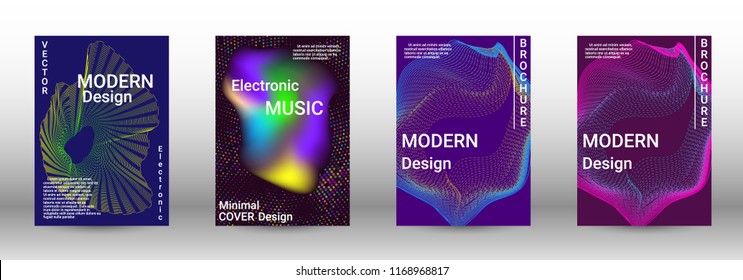 Minimum coverage of the vector. Cover design. Set of modern abstract musical backgrounds. Sound flyer for creating a fashionable abstract cover, banner, poster, booklet.