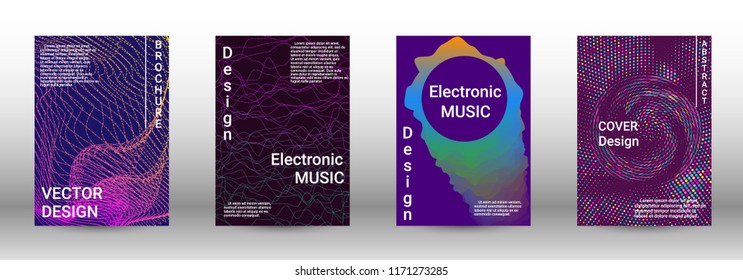 Minimum coverage of the vector. Cover design. Set of modern abstract musical backgrounds. Sound flyer for creating a fashionable abstract cover, banner, poster, booklet.