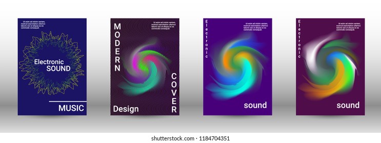 Minimum coverage of the vector. Cover design. Set of modern abstract musical backgrounds. Sound flyer for creating a fashionable abstract cover, banner, poster, booklet.