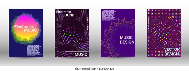 Minimum coverage of the vector. Cover design. Set of modern abstract musical backgrounds. Sound flyer for creating a fashionable abstract cover, banner, poster, booklet.