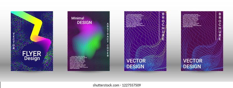Minimum coverage of the vector. Cover design. Set of modern abstract musical backgrounds. Sound flyer for creating a fashionable abstract cover, banner, poster, booklet.