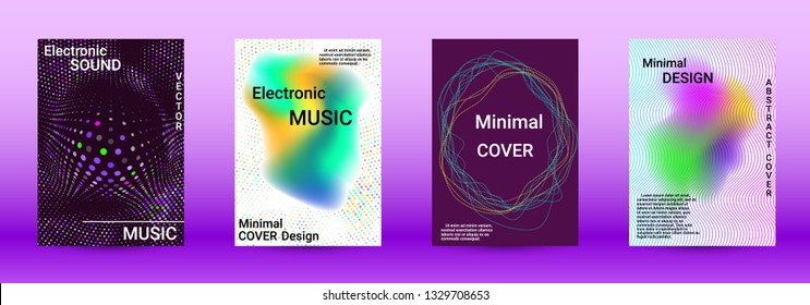Minimum coverage of the vector. Cover design. Set of modern abstract musical backgrounds. Sound flyer for creating a fashionable abstract cover, banner, poster, booklet.