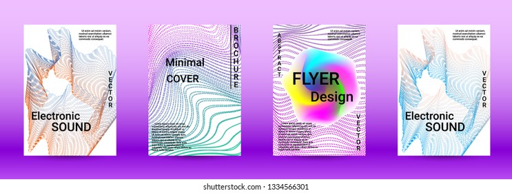 Minimum coverage of the vector. Cover design. Set of modern abstract musical backgrounds. Sound flyer for creating a fashionable abstract cover, banner, poster, booklet.
