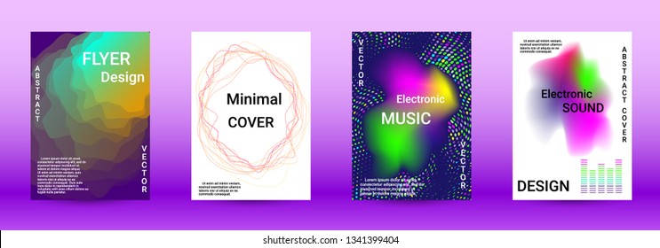 Minimum coverage of the vector. Cover design. Set of modern abstract musical backgrounds. Sound flyer for creating a fashionable abstract cover, banner, poster, booklet.