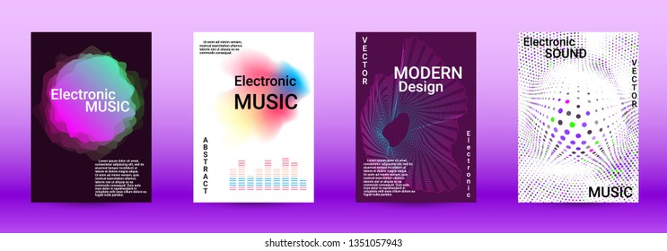Minimum coverage of the vector. Cover design. Set of modern abstract musical backgrounds. Sound flyer for creating a fashionable abstract cover, banner, poster, booklet.