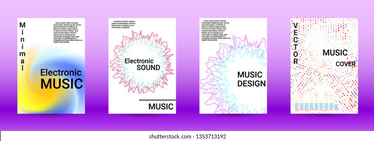 Minimum coverage of the vector. Cover design. Set of modern abstract musical backgrounds. Sound flyer for creating a fashionable abstract cover, banner, poster, booklet.