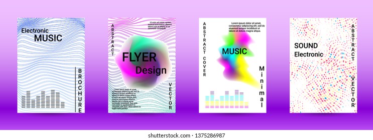 Minimum coverage of the vector. Cover design. Set of modern abstract musical backgrounds. Sound flyer for creating a fashionable abstract cover, banner, poster, booklet.