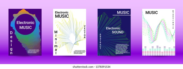 Minimum coverage of the vector. Cover design. Set of modern abstract musical backgrounds. Sound flyer for creating a fashionable abstract cover, banner, poster, booklet.