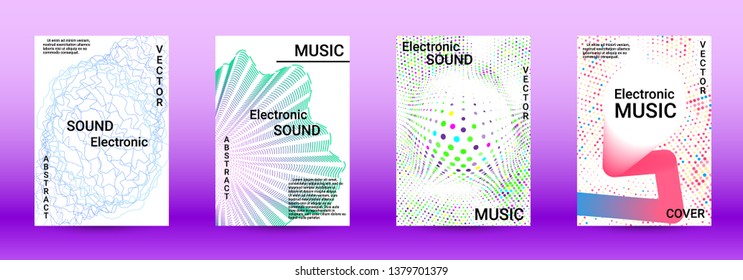 Minimum coverage of the vector. Cover design. Set of modern abstract musical backgrounds. Sound flyer for creating a fashionable abstract cover, banner, poster, booklet.