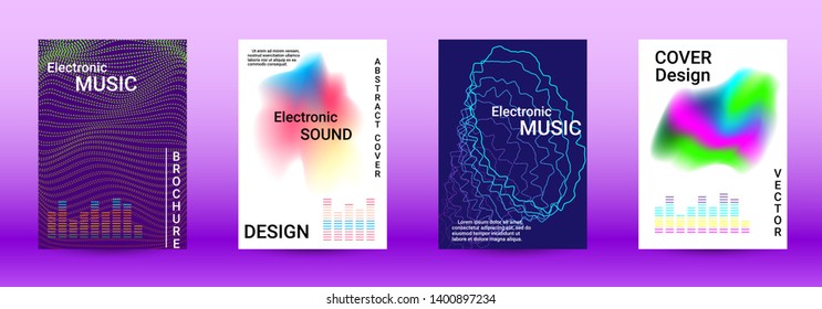 Minimum coverage of the vector. Cover design. Set of modern abstract musical backgrounds. Sound flyer for creating a fashionable abstract cover, banner, poster, booklet.