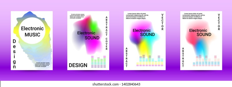 Minimum coverage of the vector. Cover design. Set of modern abstract musical backgrounds. Sound flyer for creating a fashionable abstract cover, banner, poster, booklet.