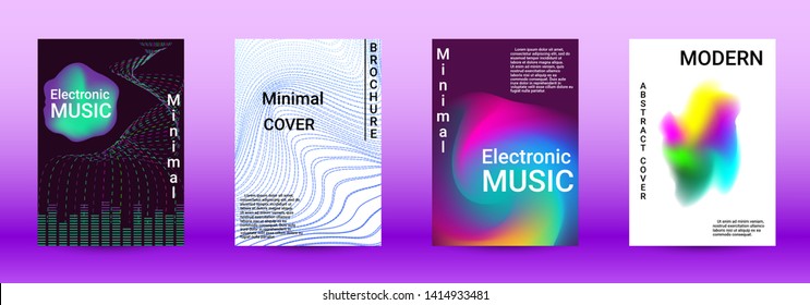 Minimum coverage of the vector. Cover design. Set of modern abstract musical backgrounds. Sound flyer for creating a fashionable abstract cover, banner, poster, booklet.