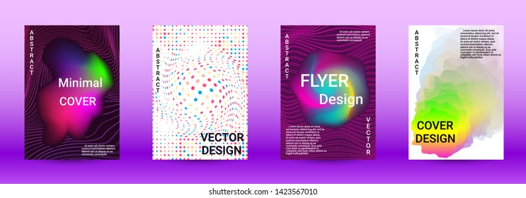 Minimum coverage of the vector. Cover design. Set of modern abstract musical backgrounds. Sound flyer for creating a fashionable abstract cover, banner, poster, booklet.