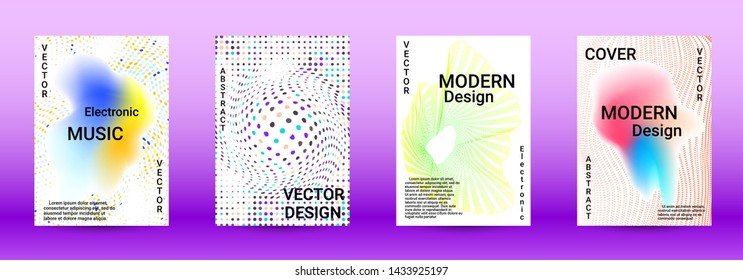 Minimum coverage of the vector. Cover design. Set of modern abstract musical backgrounds. Sound flyer for creating a fashionable abstract cover, banner, poster, booklet.