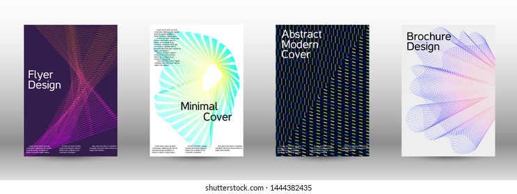 Minimum coverage of a vector. Cover design template set of a with abstract gradient linear waves. Fashionable style. The background with is suitable for creating a banner, poster,  catalog.