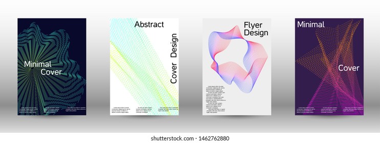 Minimum coverage of a vector. Cover design template set of a with abstract gradient linear waves. Fashionable style. The background with is suitable for creating a banner, poster,  catalog.