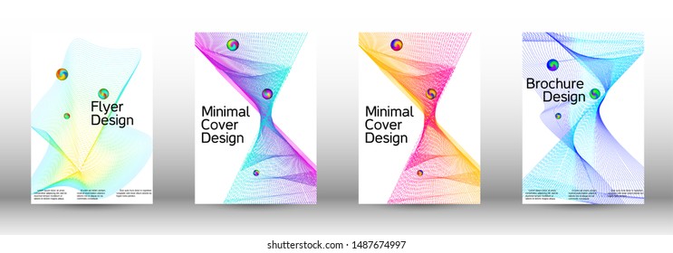 Minimum coverage of a vector. Cover design.  A set of modern abstract oblong objects from vector abstract lines.