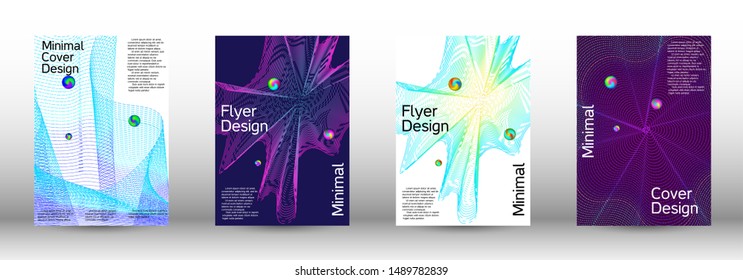 Minimum coverage of the vector. Cover design. A set of modern abstract covers. Minimal vector cover design with abstract lines.