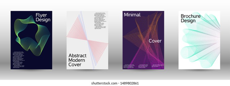 Minimum coverage of a vector. Cover design template set of a with abstract gradient linear waves. Fashionable style. The background with is suitable for creating a banner, poster,  catalog.