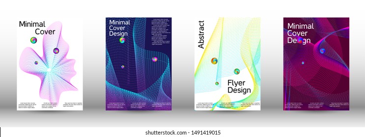 Minimum coverage of a vector. Cover design. Set of modern abstract musical backgrounds. Sound flyer for creating a fashionable  cover, banner, poster, booklet.