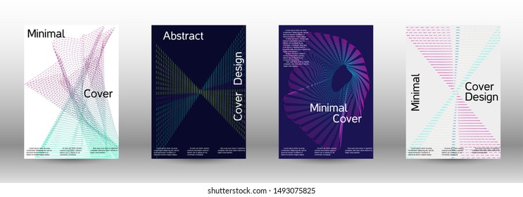 Minimum coverage of a vector. Cover design template set of a with abstract gradient linear waves. Sound flyer for creating a fashionable abstract cover, banner, poster, booklet.