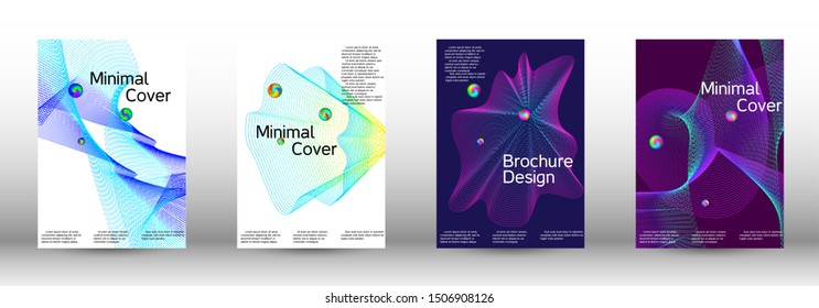 Minimum coverage of the vector. Cover design.  A set of modern abstract oblong objects from vector abstract lines.