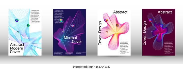 Minimum coverage of the vector. Cover design. A set of modern abstract covers. Minimal vector cover design with abstract lines.