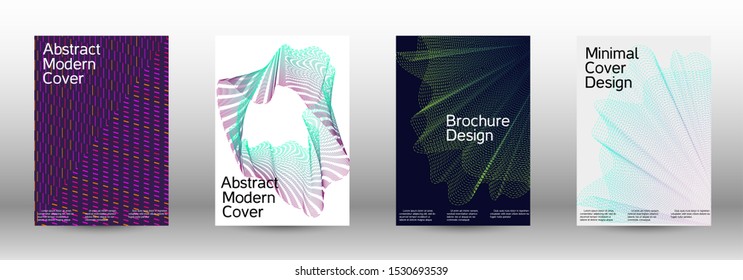 Minimum coverage of a vector. Cover design template set of a with abstract gradient linear waves. Fashionable style. The background with is suitable for creating a banner, poster,  catalog.