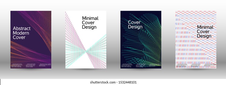 Minimum coverage of a vector. Cover design template set of a with abstract gradient linear waves. Sound flyer for creating a fashionable abstract cover, banner, poster, booklet.