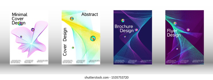 Minimum coverage of the vector. Cover design.  A set of modern abstract oblong objects from vector abstract lines.