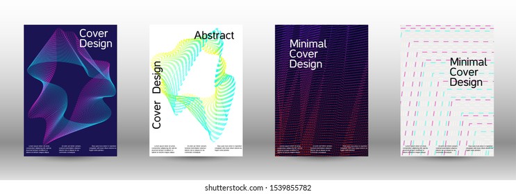 Minimum coverage of a vector. Cover design template set of a with abstract gradient linear waves. Fashionable style. The background with is suitable for creating a banner, poster,  catalog.