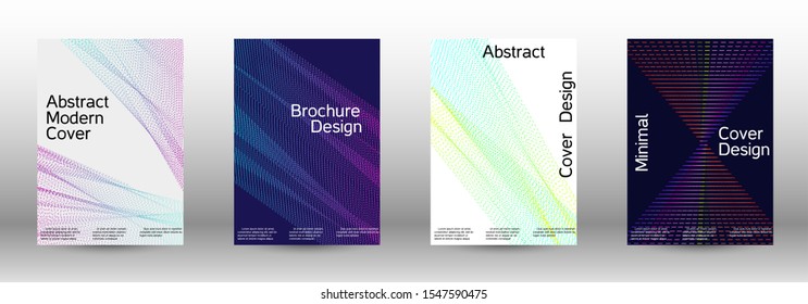 Minimum coverage of a vector. Cover design template set of a with abstract gradient linear waves. Sound flyer for creating a fashionable abstract cover, banner, poster, booklet.