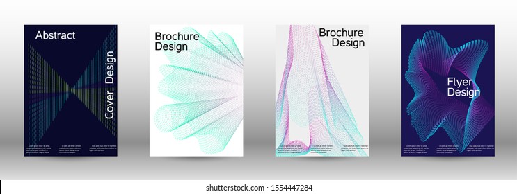 Minimum coverage of a vector. Cover design template set of a with abstract gradient linear waves. Fashionable style. The background with is suitable for creating a banner, poster,  catalog.