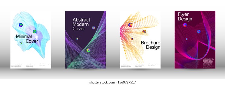 Minimum coverage of the vector. Cover design.  A set of modern abstract oblong objects from vector abstract lines.