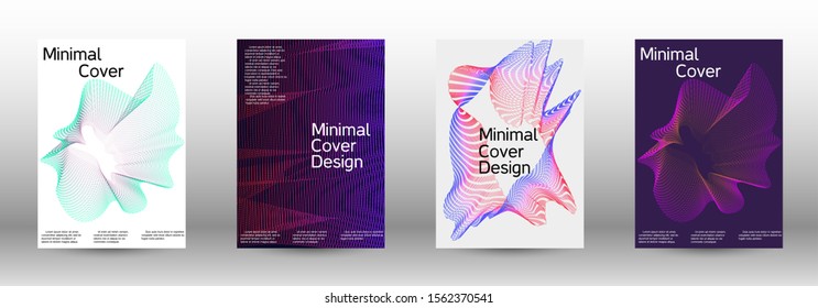 Minimum coverage of a vector. Cover design template set of a with abstract gradient linear waves. Sound flyer for creating a fashionable abstract cover, banner, poster, booklet.