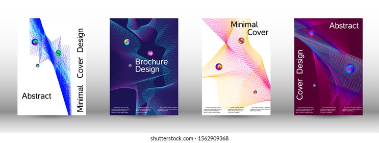 Minimum coverage of the vector. Cover design.  A set of modern abstract oblong objects from vector abstract lines.