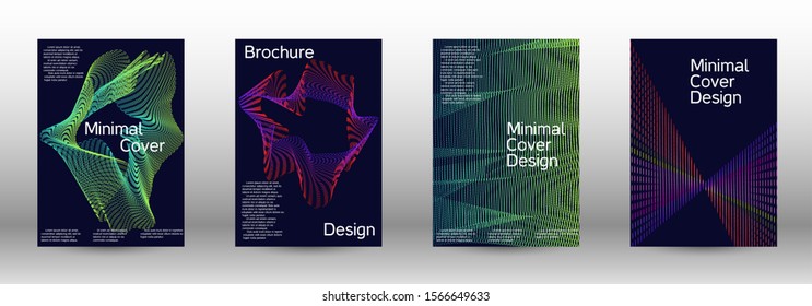 Minimum coverage of a vector. Cover design template set of a with abstract gradient linear waves. Fashionable style. The background with is suitable for creating a banner, poster,  catalog.