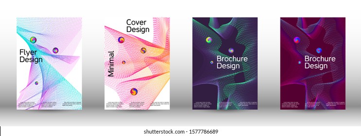 Minimum coverage of the vector. Cover design.  A set of modern abstract oblong objects from vector abstract lines.