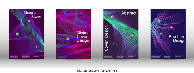 Minimum coverage of the vector. Cover design. Set of modern abstract musical backgrounds. Sound flyer for creating a fashionable  cover, banner, poster, booklet.