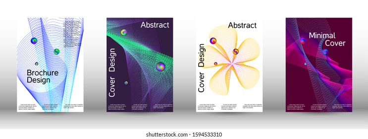 Minimum coverage of the vector. Cover design. Set of modern abstract musical backgrounds. Sound flyer for creating a fashionable  cover, banner, poster, booklet.