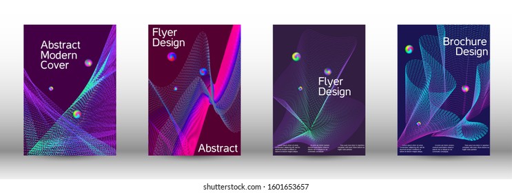 Minimum coverage of the vector. Cover design. Set of modern abstract musical backgrounds. Sound flyer for creating a fashionable  cover, banner, poster, booklet.