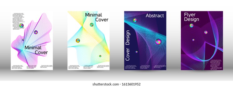 Minimum coverage of the vector. Cover design.  A set of modern abstract oblong objects from vector abstract lines.