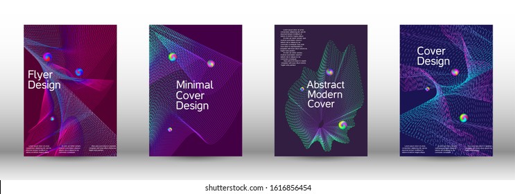 Minimum coverage of the vector. Cover design.  A set of modern abstract oblong objects from vector abstract lines.