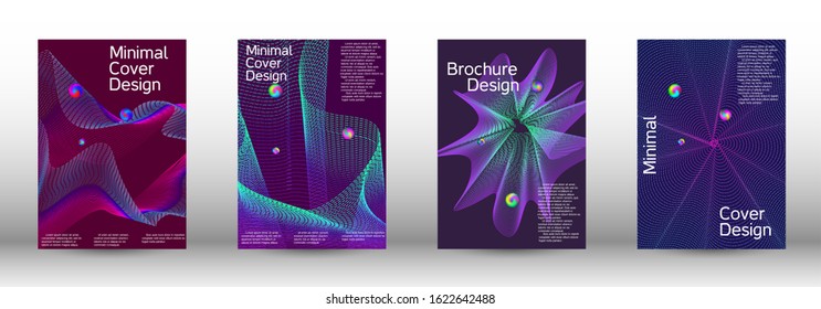 Minimum coverage of the vector. Cover design.  A set of modern abstract oblong objects from vector abstract lines.