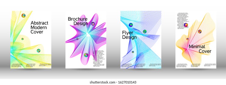 Minimum coverage of a vector. Cover design.  A set of modern abstract oblong objects from vector abstract lines.